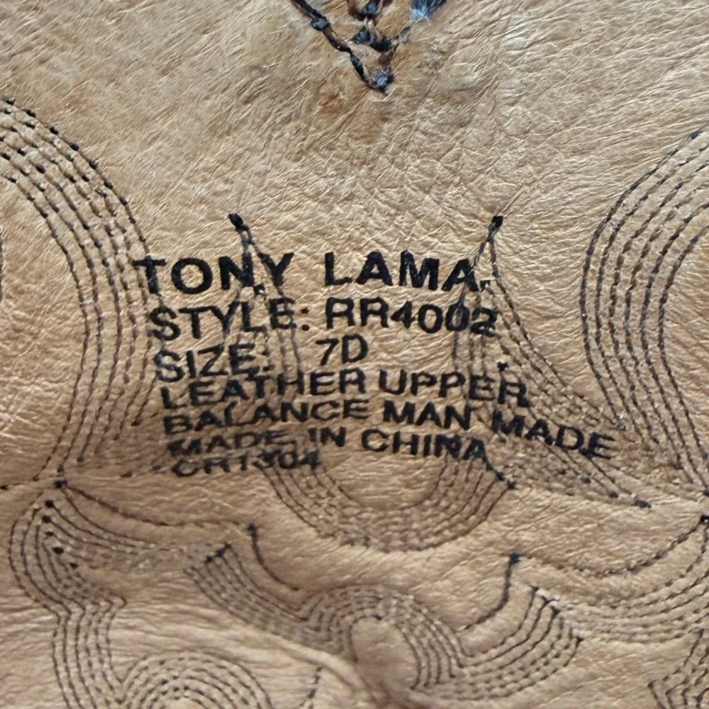 Tony Lama 3R Buckaroo Western Cowboy Boots Black‎ Deertan Leather Men 7D RR4002